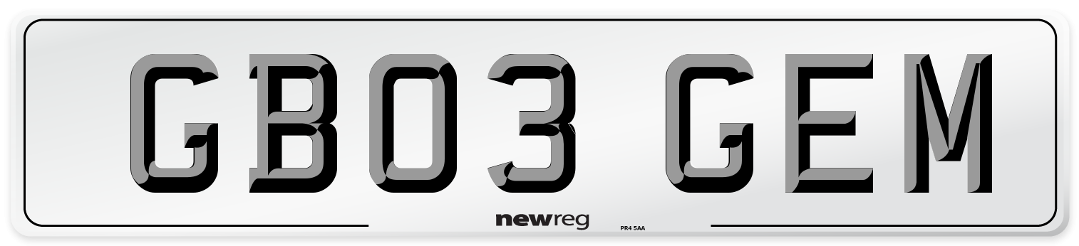 GB03 GEM Number Plate from New Reg